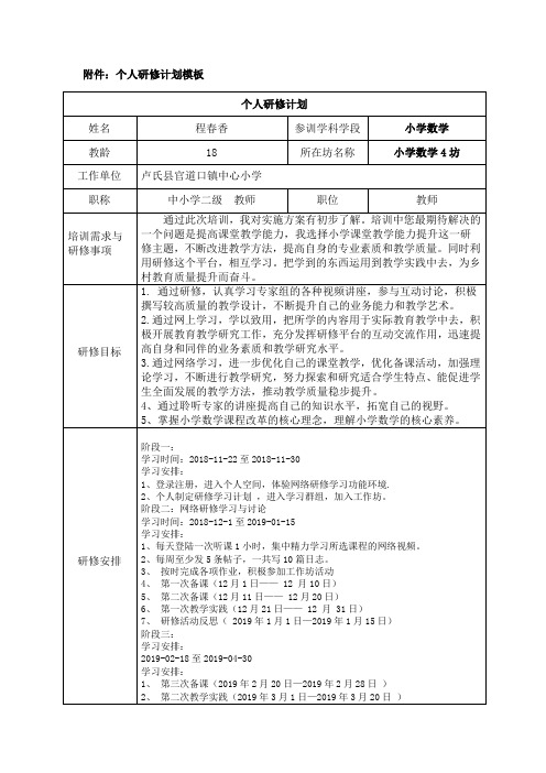 个人研修计划