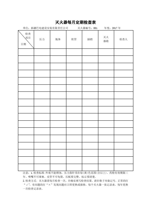 灭火器定期检查记录表