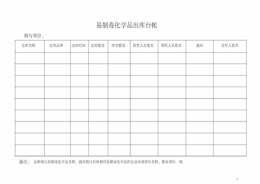 易制毒化学品出库台帐+易制毒化学品单位年度报备表