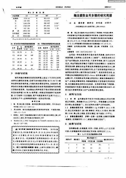 酶法提取金耳多糖的研究简报