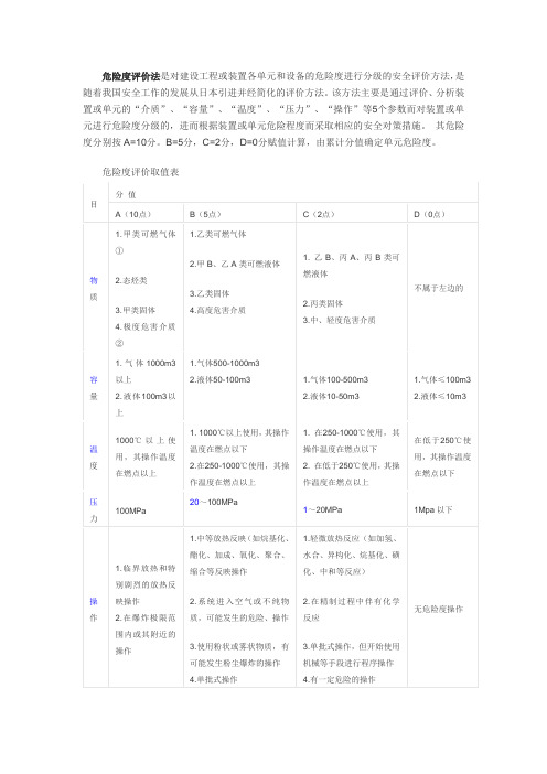 危险度分级的安全评价方法