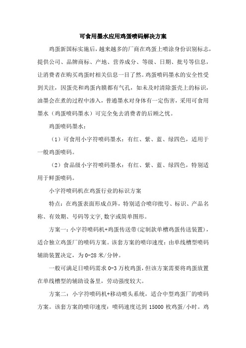 可食用墨水应用鸡蛋喷码解决方案