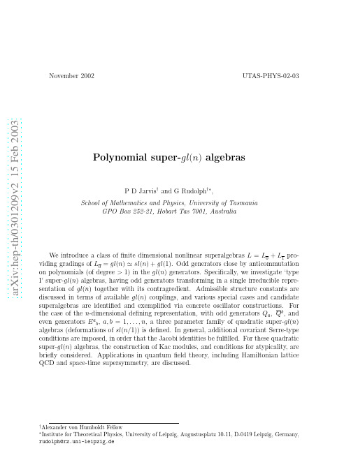 Polynomial super-gl(n) algebras
