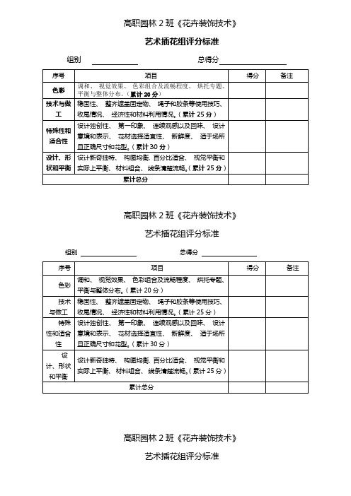 艺术插花评分标准