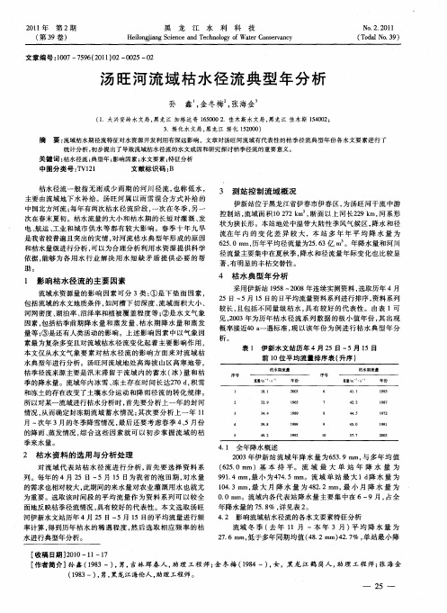 汤旺河流域枯水径流典型年分析