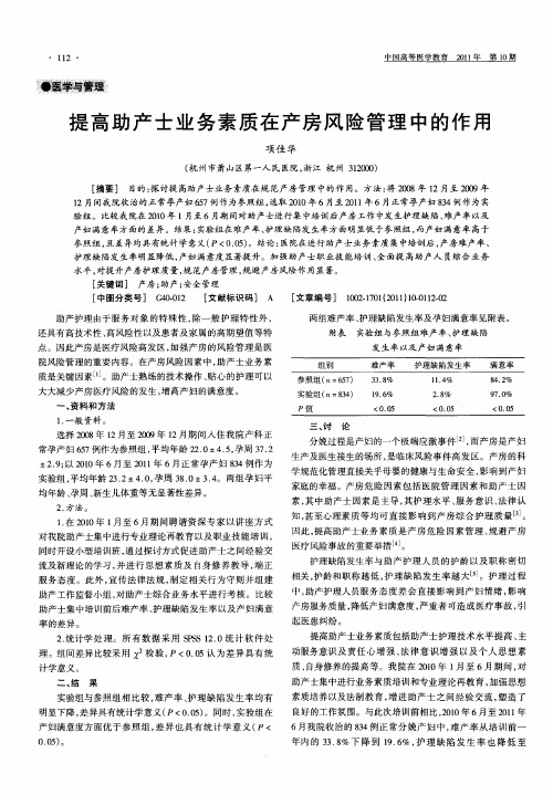 提高助产士业务素质在产房风险管理中的作用