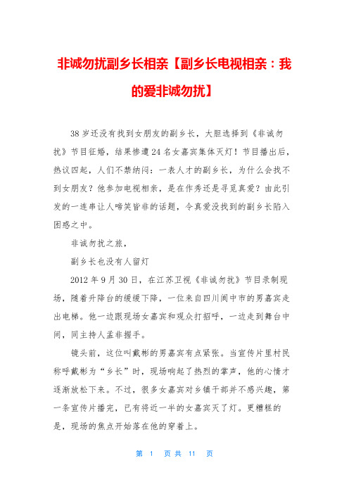非诚勿扰副乡长相亲【副乡长电视相亲：我的爱非诚勿扰】