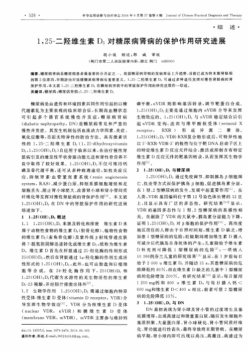 1,25-二羟维生素D3对糖尿病肾病的保护作用研究进展