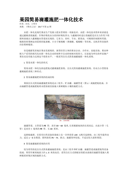 果园简易滴灌施肥一体化技术