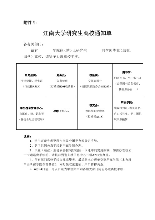 研究生离校清单