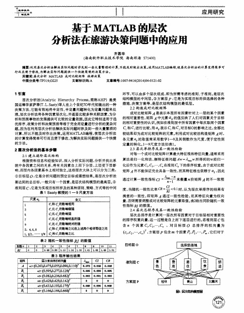 基于MATLAB的层次分析法在旅游决策问题中的应用