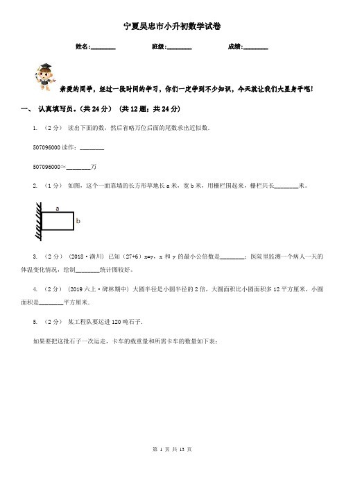 宁夏吴忠市小升初数学试卷