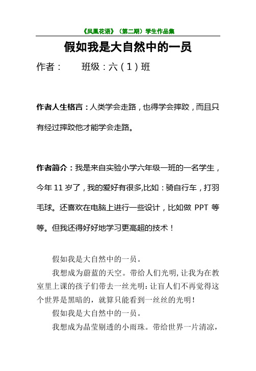 《凤凰花语》(第二期)学生作品集