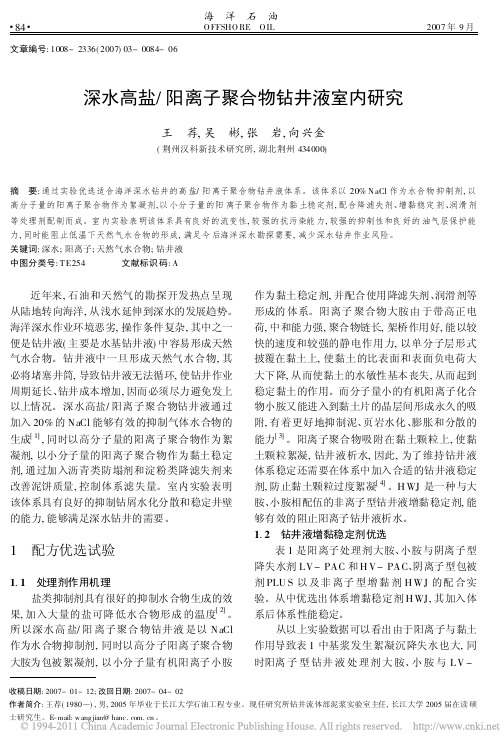 深水高盐_阳离子聚合物钻井液室内研究