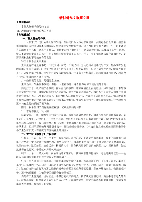 江苏省连云港市赣榆县海头高级中学高考语文一轮复习 记叙文细节描写学案