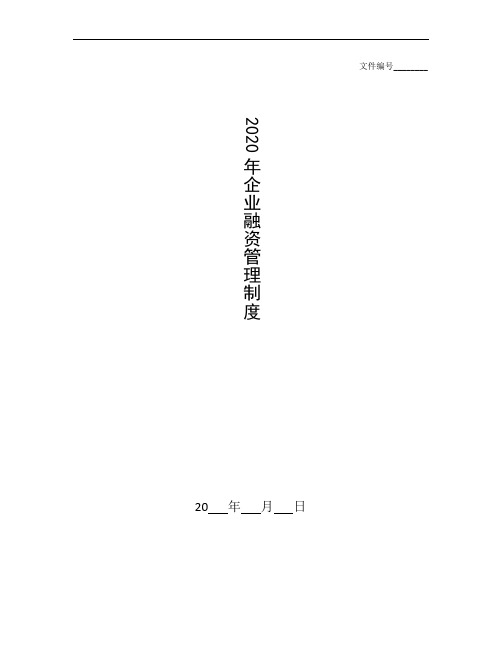 整理2020年企业融资管理制度