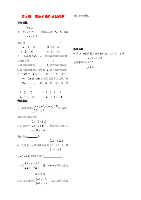 苏教版高中数学必修五简单的线性规划问题同步练习