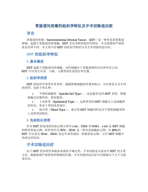 胃肠道间质瘤的组织学特征及手术切除适应症