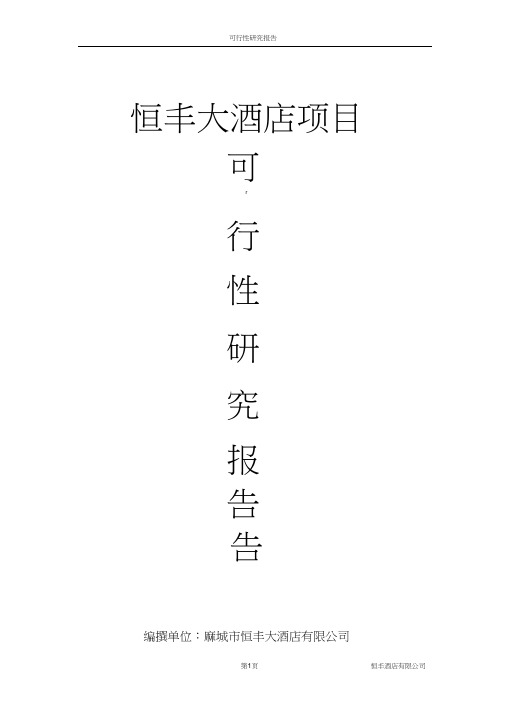 恒丰大酒店可行性分析报告