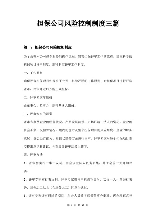 担保公司风险控制制度三篇