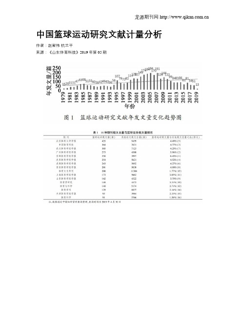 中国篮球运动研究文献计量分析