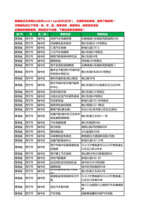 2020新版青海省西宁市城中区汽车配件工商企业公司商家名录名单联系电话号码地址大全87家