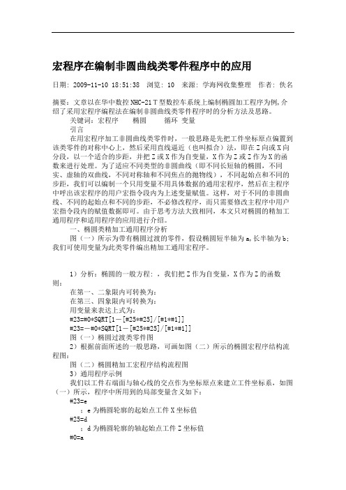 宏程序在编制非圆曲线类零件程序中的应用