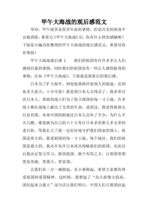 甲午大海战的观后感范文