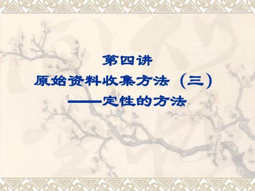 第四讲：原始资料收集方法(三)——定性的方法