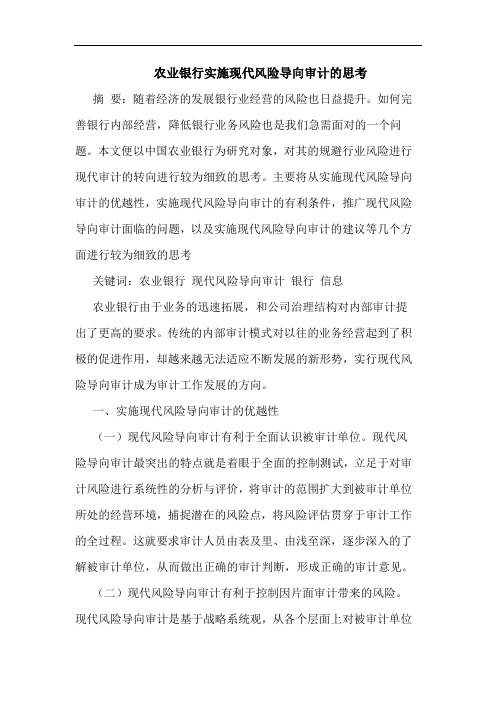 农业银行实施现代风险导向审计论文