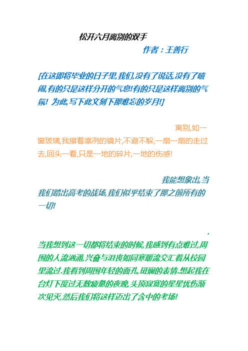 松开六月离别的双手   王善行