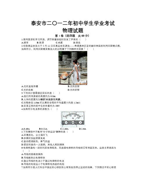 【精选】山东泰安中考物理试卷(word版有答案)-物理知识点总结