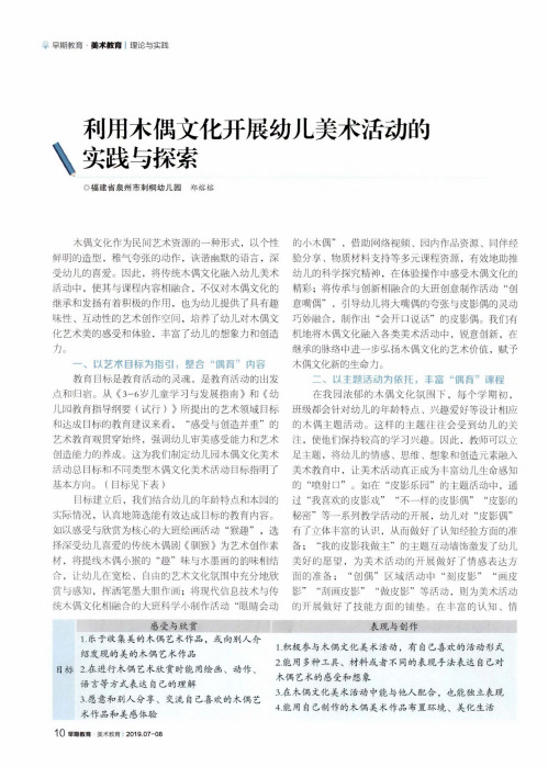 利用木偶文化开展幼儿美术活动的实践与探索
