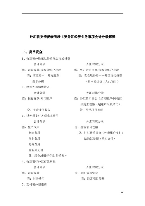 《某某年《外汇收支情况表》所涉主要外汇经济业务事项会计分录解释-》