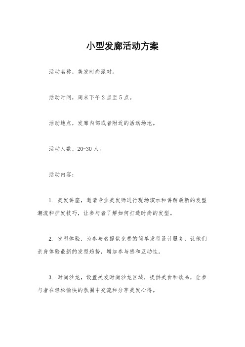 小型发廊活动方案