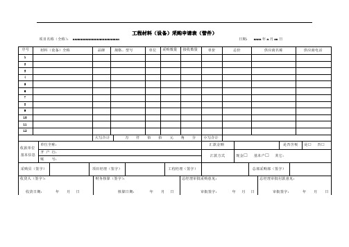 工程材料采购申请单模板