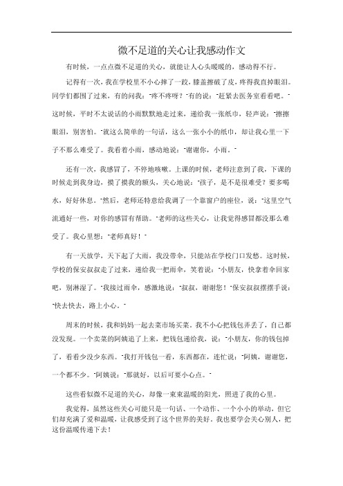 微不足道的关心让我感动作文