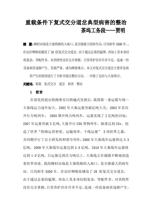重载条件下复式交分道岔典型病害的整治