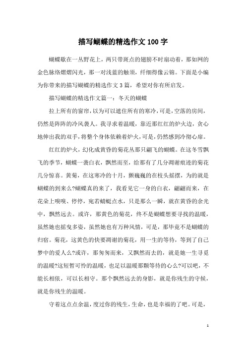 描写蝴蝶的精选作文100字