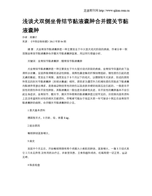浅谈犬双侧坐骨结节黏液囊肿合并髋关节黏液囊肿