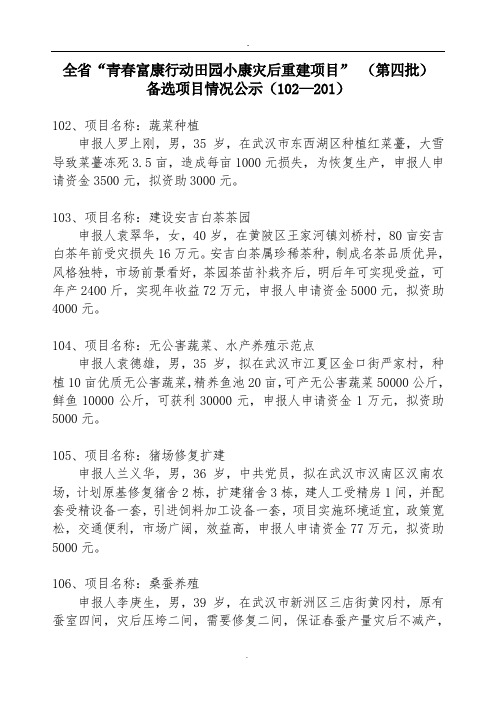 全省青春富康行动田园小康灾后重建项目