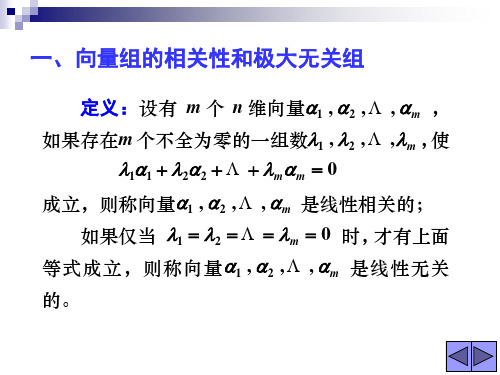 向量组的相关性和极大无关组