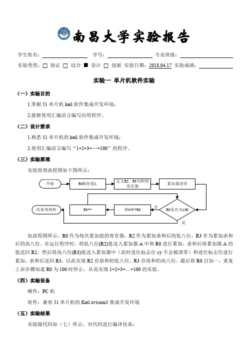 单片机实验一报告_单片机软件实验