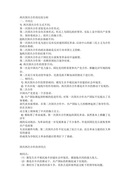 两次国共合作的比较分析