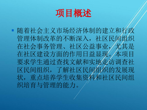 社区管理实务项目七  社区民间组织管理(程金)