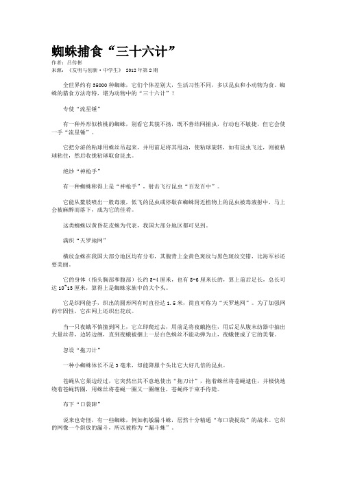 蜘蛛捕食“三十六计”