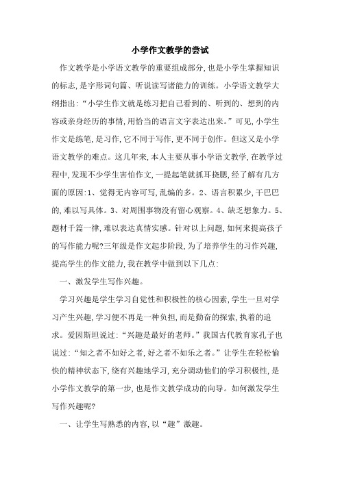 小学作文教学尝试