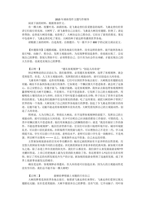 2015年湖南卷作文题写作辅导
