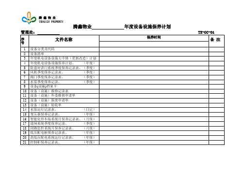 工程维修工作计划表