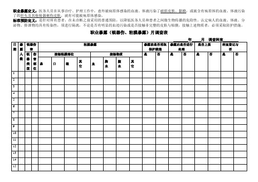 职业暴露月调查表